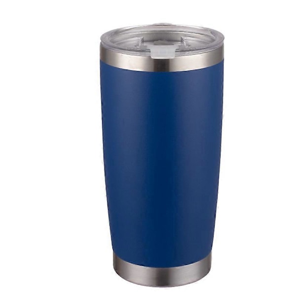 20 oz, termosmugg i rostfritt stål för utomhusbruk, vakuumisolerad kaffekopp, med lock (blå)