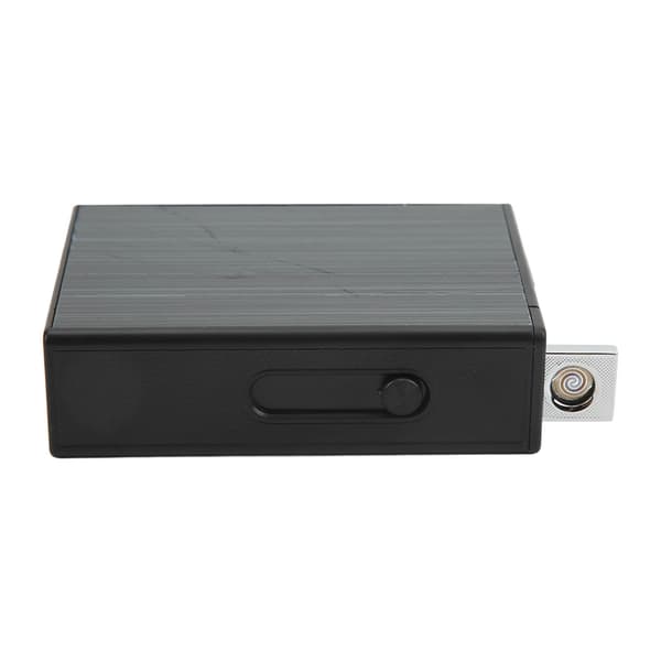 Cigaretui Bærbart Sort Børstet Mat Finish USB Opladning Cigaret Opbevaringsboks med Lighter