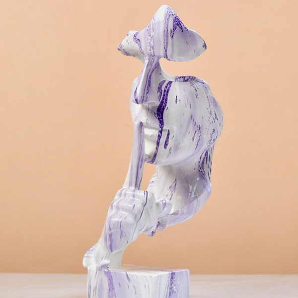 Tenkerstatue Vivid Shape Kompakt Syntetisk Harpiks Attraktiv Dekorativ Stillhet Er Gylden Figur for Hjem Hvit Lilla