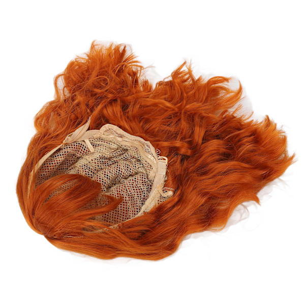 Paryk Varmebestandig Soft Touch Alsidig Orange Krøllet paryk med Air Bangs til Halloween Koncerter Temafester Bryllup Datoer
