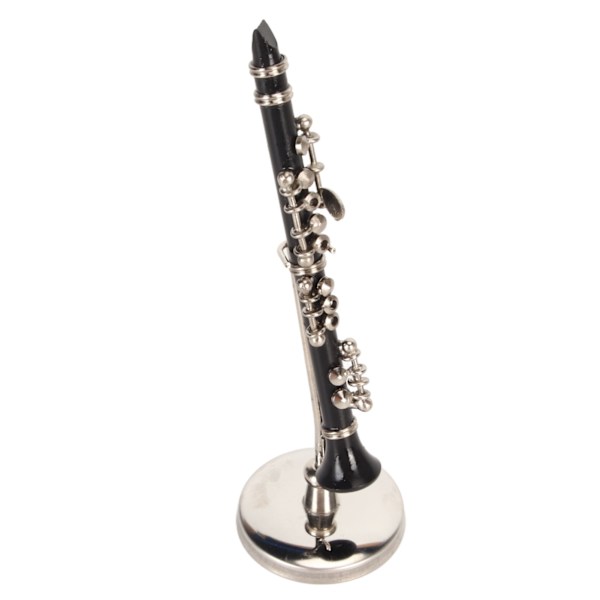 Miniature Klarinet Model med Stativ og Etui Musikinstrumenter Klarinet Model Display til Skrivebordsdekoration 3,15in