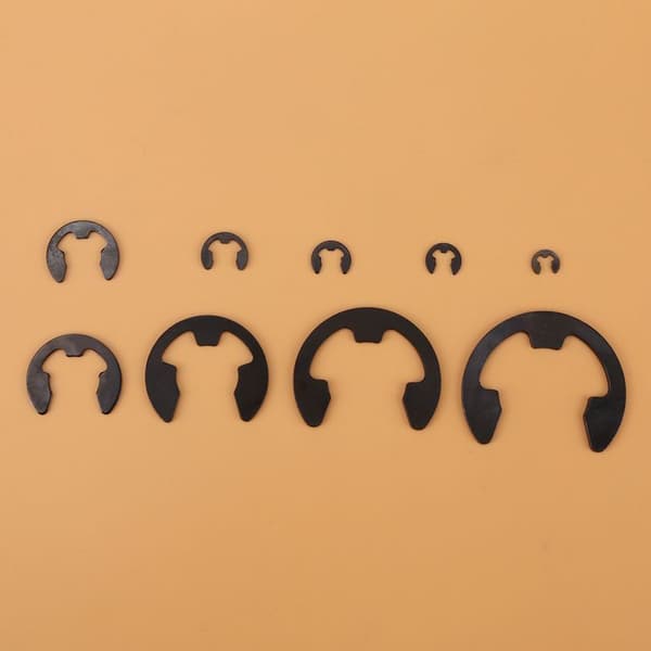 300 stykker sorte metal E-clips, sortiment af 3-22 mm båndlåseringe med opbevaringsboks