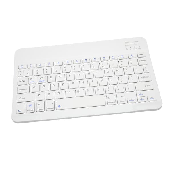 10 tums trådlöst tangentbord tyst design multimediefunktionstangenter bärbart Bluetooth-tangentbord för IOS surfplatta dator telefon vit