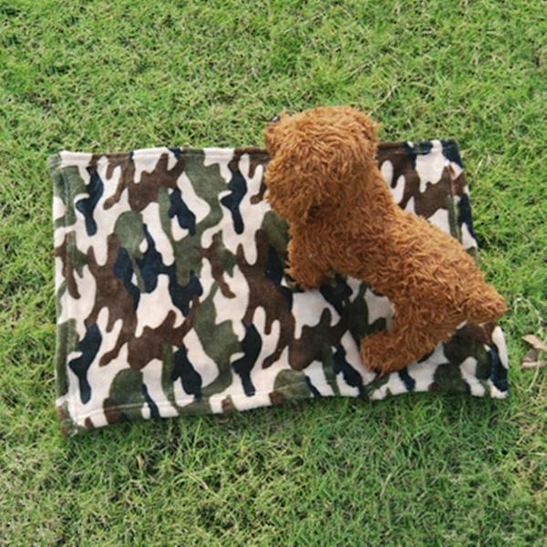 Superblødt Varmt Kæledyrs Flannel Tæppe Pude Sovemadras M Grøn Camouflage