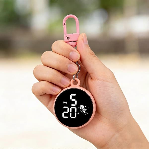 User-Friendly Round Keychain Clock Creative Key Holder Charm for Personal Style Enhancement in Various Activities Pink Pink