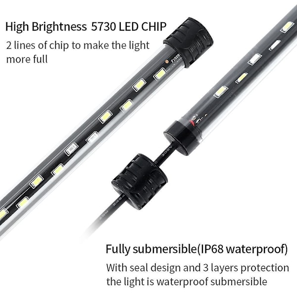 Akvarium LED-lys - Justerbar lysstyrke, 4W, 18cm - Forbedr dit plantede akvarium med levende farver