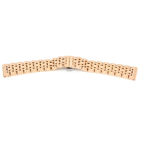 Klokkearmbånd i rustfritt stål, erstatning for klokkearmbånd, justerbar lengde, klokkebånd i roségull, 19 mm / 0,75 tommer