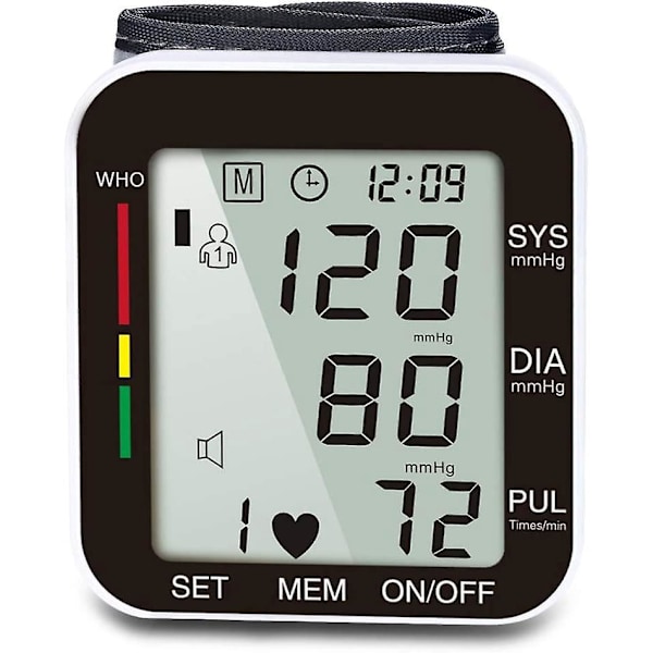 Armbandsblodtrycksmätare Digital med Stor LCD-Skärm Automatisk Detektion och Avvikande Värdevarning Svart