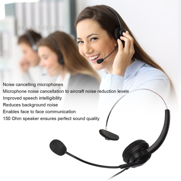 Call Center Headset Mono Noise Canceling Dubbel 3,5 mm plugg Computer On Ear-hörlurar för onlinekurser Call Centers