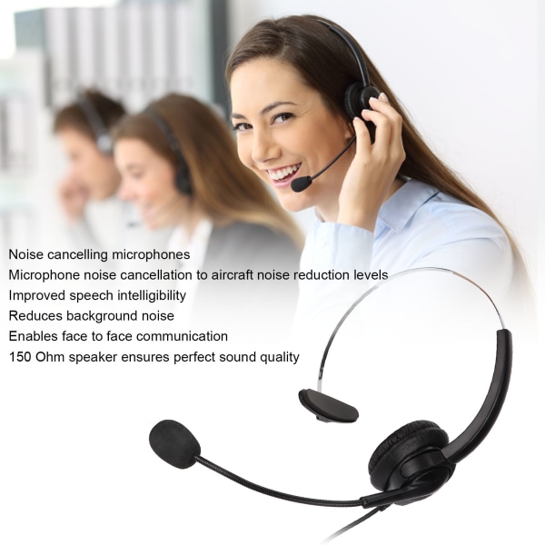 Call Center Headset Mono Noise Cancelling Dobbelt 3,5 mm stik Computer On Ear hovedtelefon til onlinekurser Call Centers