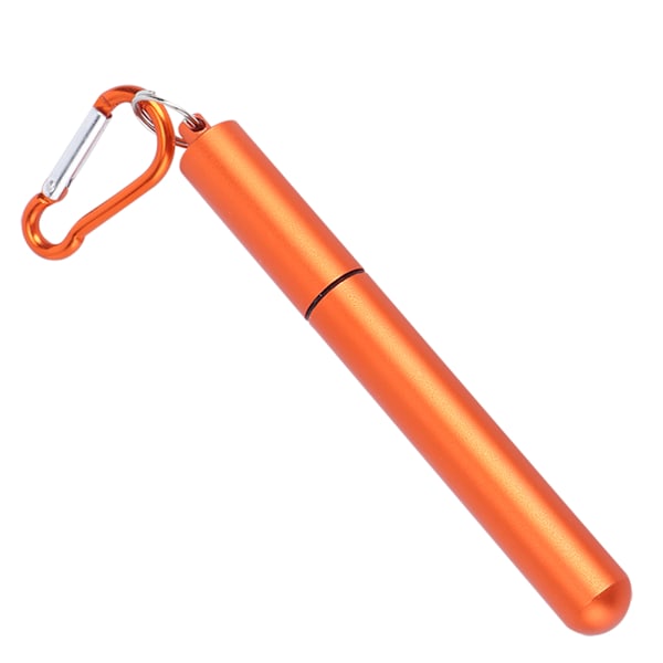 Bärbar rostfritt stål hopfällbart sugrör återanvändbart sugrör rengöringsborste kit för picknick orange