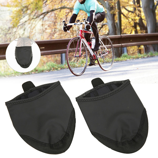 1 par cykel lås halv wrap skridsikker cykelsko cover case vindafvisende holde varm til mountain road cykel (sort XL XXL)