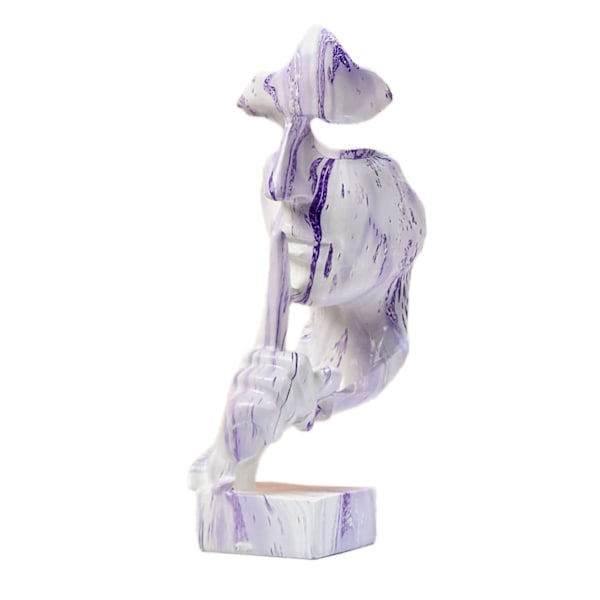 Thinker Statue Vivid Shape Compact Synthetic Resin Attractive Decorative Silence Is Golden Figurine for Home White Purple