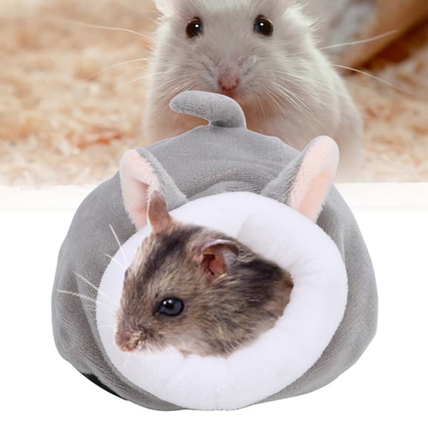 Mini Söt Bomull Varmt Husdjur Hamster Sovbo Smådjur Ekorre Hus Bur Leksak (Grå)