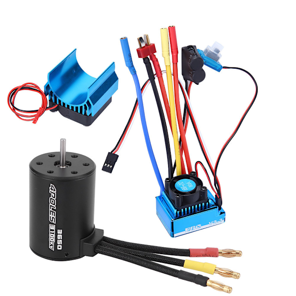 3650 Motor 3100Kv Borstlös ESC Kylfläns Set för 1/10 RC Bilmodell Tillbehör(80A )