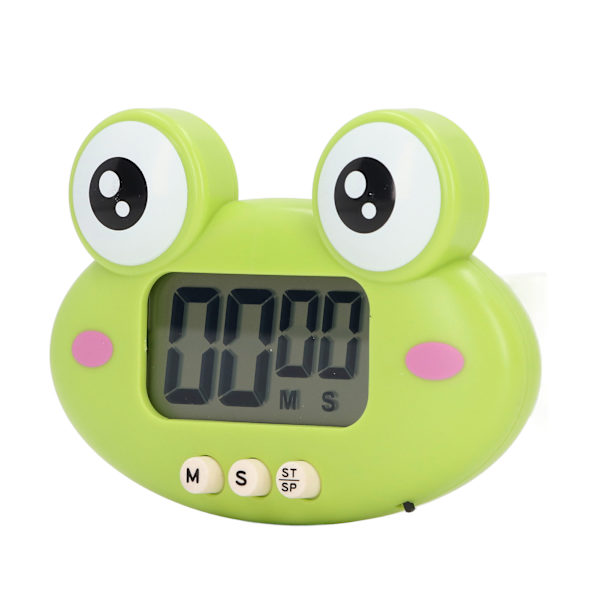 Tegneserie Digital Timer ABS Bærbar Letvægts Nem at Bruge Sød Tegneserie Timer til Køkken Madlavning Grøn Frø
