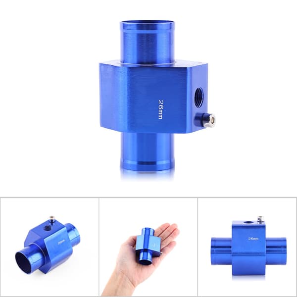 Universal Metal Bil Vand Temperatur Samlingsrør Slange Temperatur Sensor Adapter Blå 26mm