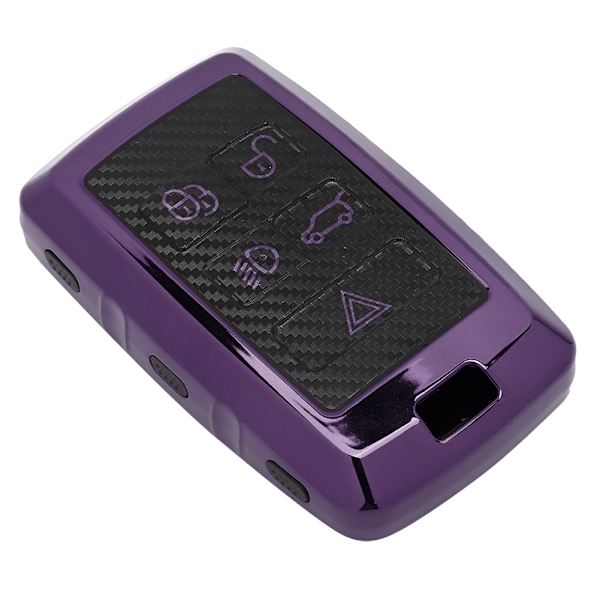 Kolfiber-stil bil smart nyckel fob fodral skydd passform för Land Rover Range RoverLila