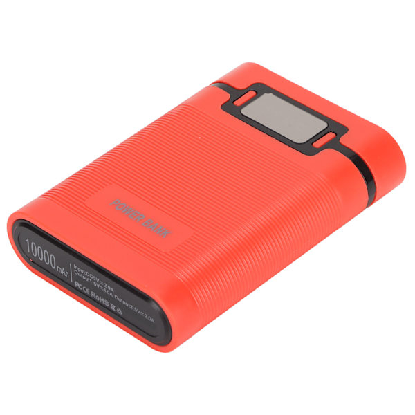 DIY Mobil 18650 Batteriladdare Powerbank 4 Batterier Kapacitetsbox Mikroingång 2-vägsladdning med LCD-display Röd