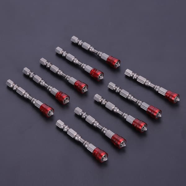 10 stk. 1/4 tomme Hex Shank PH2 Magnetiske Skruetrækker Bits Elektrisk Skruetrækker Bit (Rød Magnet)