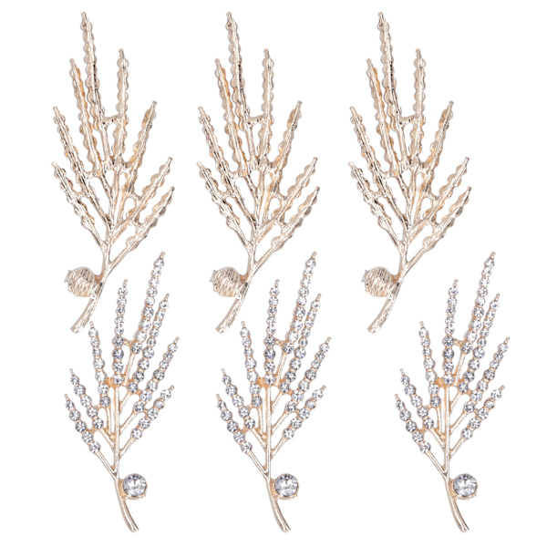 6 st blomformade broscher DIY strassbrosch nål för skor kläder smycken dekoration vit strass vetegren