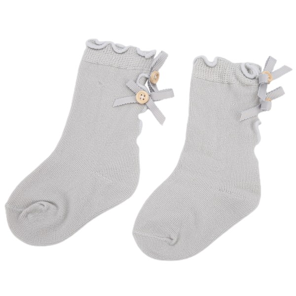 Baby Girls Princess Bowknot Bomullssockor Spädbarn Toddle Mjuka Sockor för 0-1 Års BarnGrå