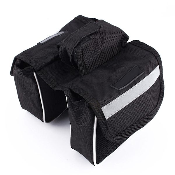 Cykel Cykel Cykelstel Pannier Sadel Front Tube Bag Dobbeltsidetaske Sort