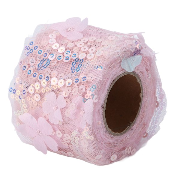 Tulle stof DIY håndværk slidstyrke lille flash bærbar polyester pailletter tyl rulle 6cm lyserød