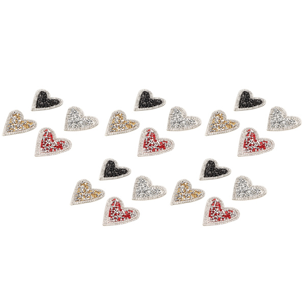 20 stk. Rhinestone-broderede patches i hjerteform - skinnende smukke DIY stryge-på patches til tøjdekoration