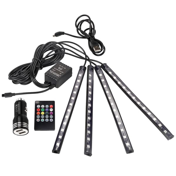 Bil LED Strip Lys, 4 stk 48 LED Multicolor Musik Bil Interiør Lys