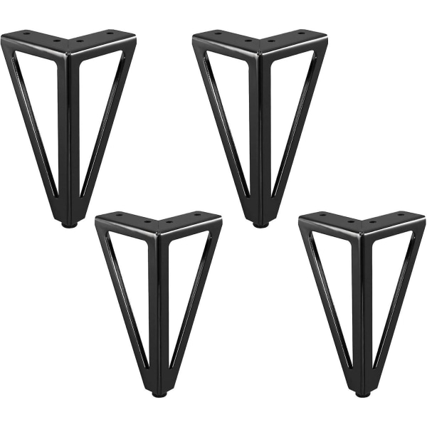 4-pakke metallmøbelben - 15 cm svart bordben for TV-stativ, salongbord, garderobeskap, sovesofa