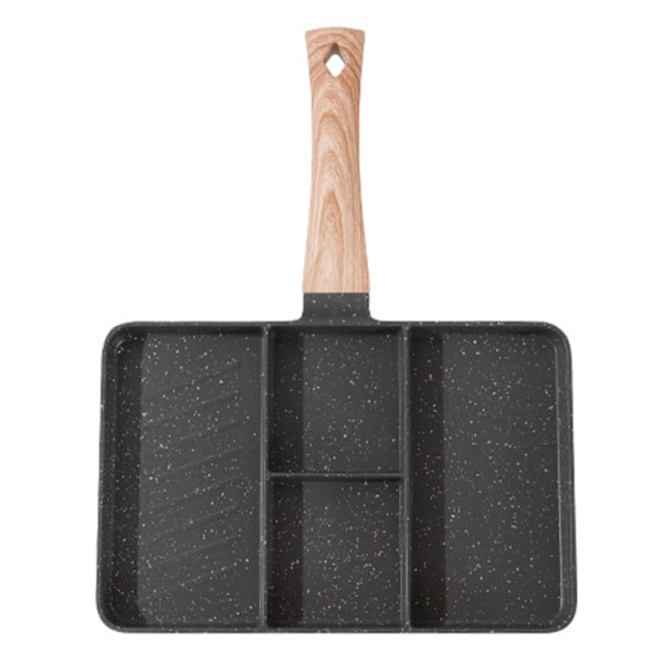 Divided Grill Maifan Stone Coating Aluminium Uniform Heating Anti Stick Multifunctional 4 Section Breakfast Pan för Stekning Ägg Biff Grönsaker Svart
