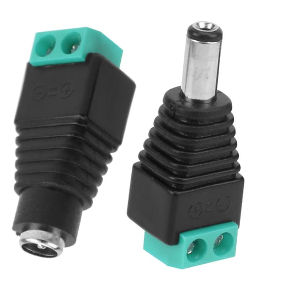 5,5x2,1 mm DC-strømstik han hun CCTV-strømadaptere til kamera eller LED-lampe grøn
