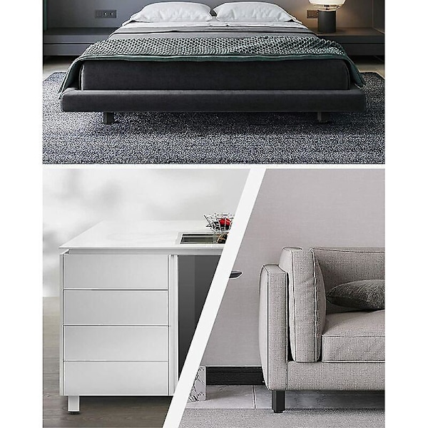 Badeværelsesmøbelben Sæt med 4 Design: Mat Sort Højde: 18cm (+1.5cm) justerbar, 5-40cm valgfri Vinkelform: 3.8 x 3.8cm Materiale: Aluminium S