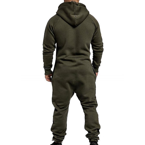 Army Grøn Mænds Vinter Hættetrøje Jumpsuit Lynlås Onesie