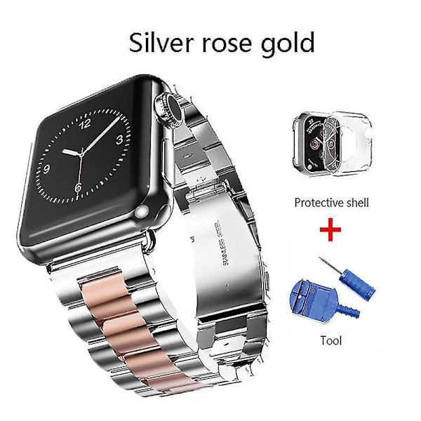 Stainless Steel Strap for Apple Watch - 40mm/44mm, Bracelet Sport Metal Watchband for iWatch - 38mm/42mm 44mm Silver RG Tool