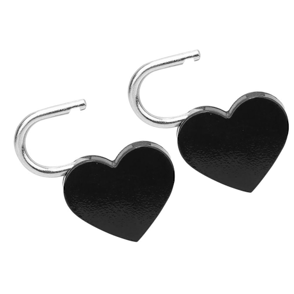 2 set hjärtformade lås i metall, färgglada, utsökta hänglås, hushållsartiklar, hantverksmaterial med nycklar 30x39mmSvart