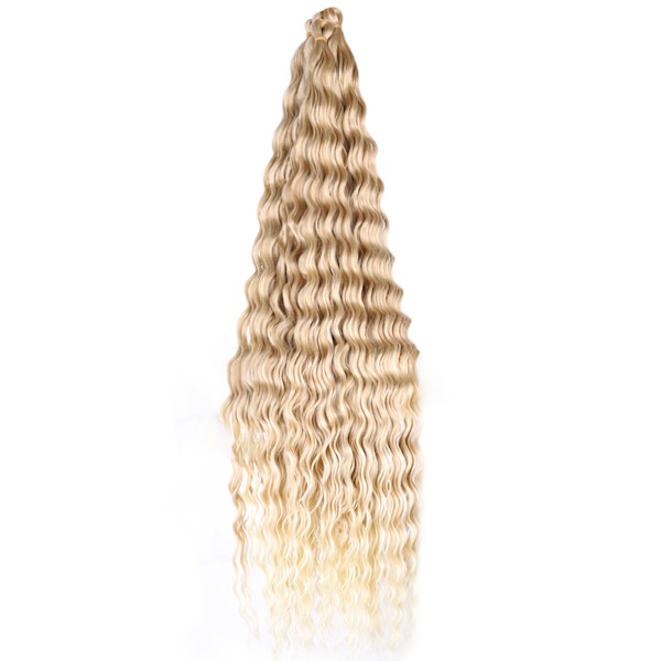 32 tum Virkad hårförlängning Curly Wig Mjuk Bekväm andas hårförlängning Vågig peruk