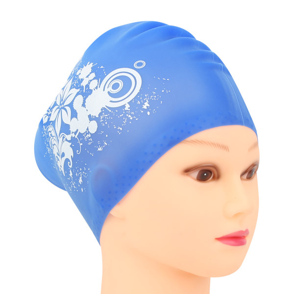 Cap för unisex långhårig cap med moderiktigt print (blå)