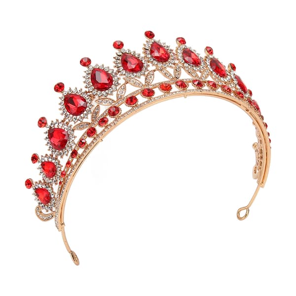 Krone Rød Rhinestone Retro Semicircle Hår Tilbehør Krone til Bryllup Fest Prom