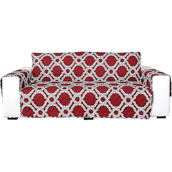 Sofa Overtræk Skridsikker Møbelbeskytter Falmebestandig med Elastiske Stropper Sofa Betræk til Hunde og Børn (Loveseat, Rød)
