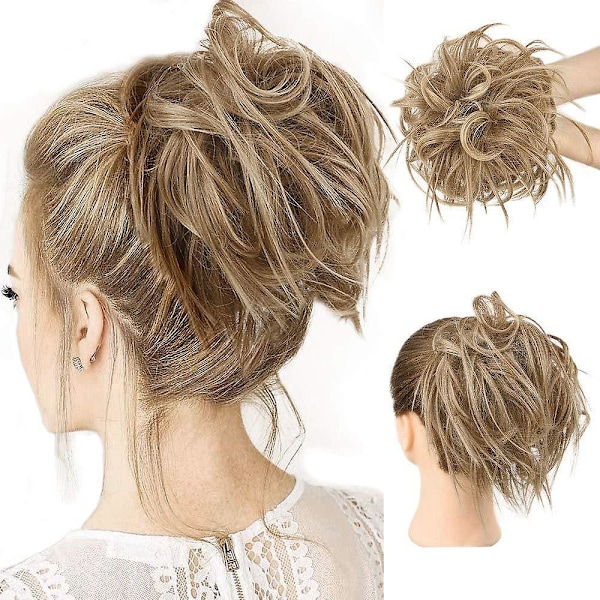 Rørete Chignon Hårforlengelse - Blond Syntetisk Hårstykke for Kvinner og Jenter (Lys Brun)