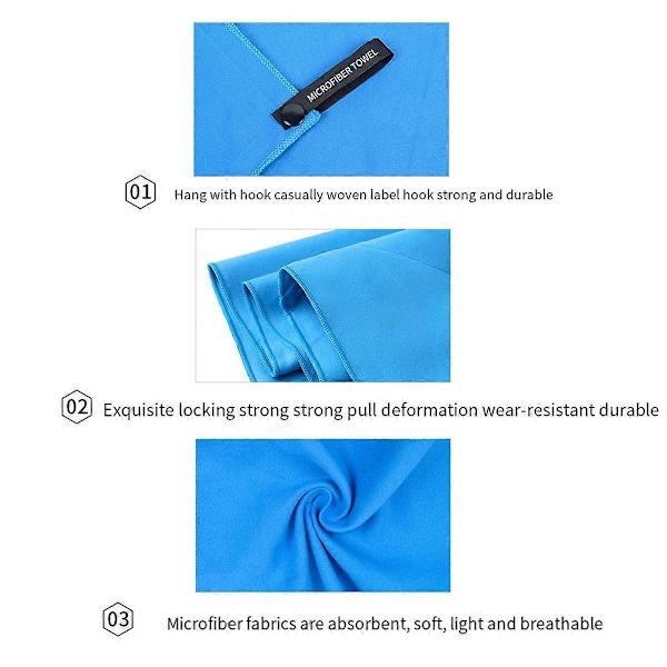 Mikrofiber Håndklæde Hurtigtørrende Håndklæde til Svømning, Yoga, Fitness, Mørkeblå