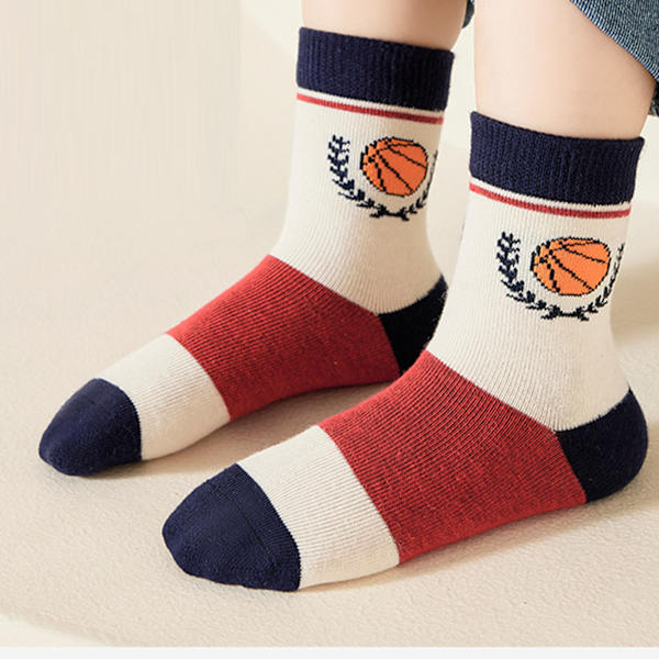 5 par pojkar basketstrumpor barn sport stil basketbrev lös mjuk andningsbar alla match mid calf strumpor M 3-5 år gammal