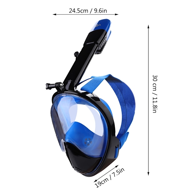 Keep Diving Full-face Snorkeling Mask Diving 2 i 1 Tørr Pust Undervanns Svømme Tube (Blå, M)