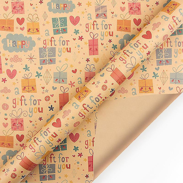 Kraft Presentpapper för Pojkar - 6 Ark, Brun, Perfekt för Födelsedagar och Festligheter