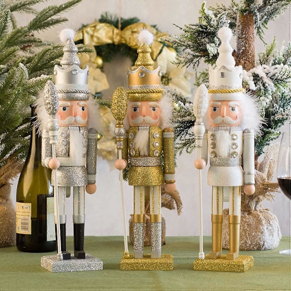 Nötknäpparsoldat 42 cm Trä Nötknäppardocka Juldekorationer Ornament Dockor för Hem Leksak Gåva Vit