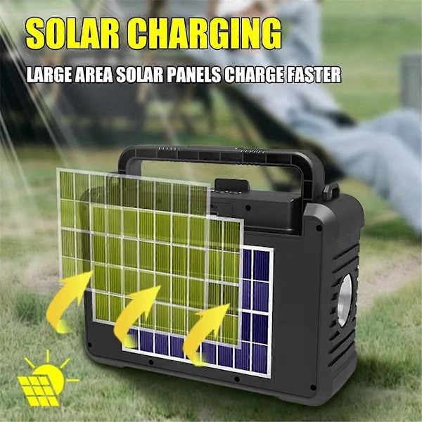Solar Trådlös Bluetooth Högtalare Portabel FM Radio Högtalare Svart