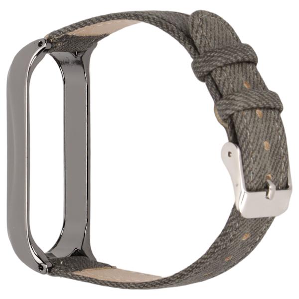 Denim mønster klokkebånd Retro håndleddsstropper erstatning for Xiaomi Mi Band 6 NFC spenne stil Grå Denim Svart skall