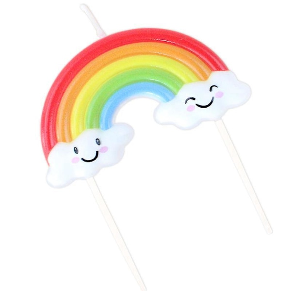 Syntymäpäiväkynttiläsetti - Rainbow Clouds Smiley -suunnittelu (5 kpl)